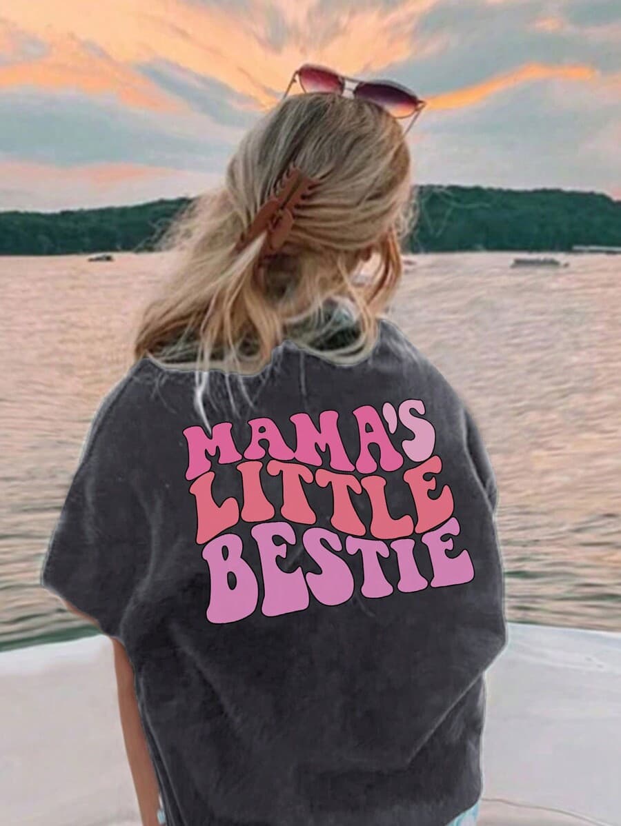 Girls Mama's Little Bestie Graphics Tshirt alternative view