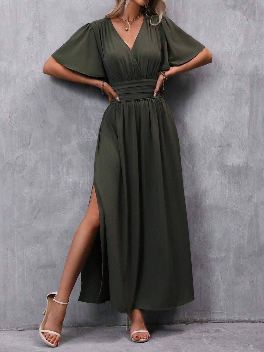 Womens Butterfly Sleeve Split Thigh Dress alternative view