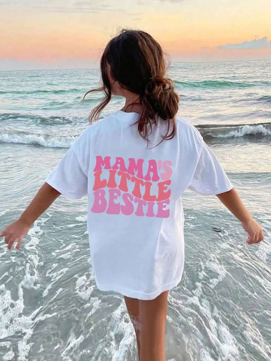Girls Mama's Little Bestie Graphics Tshirt